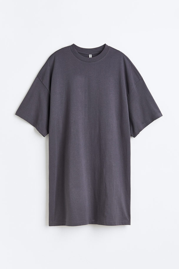 H&M Oversized T-Shirt-Kleid Dunkelgrau