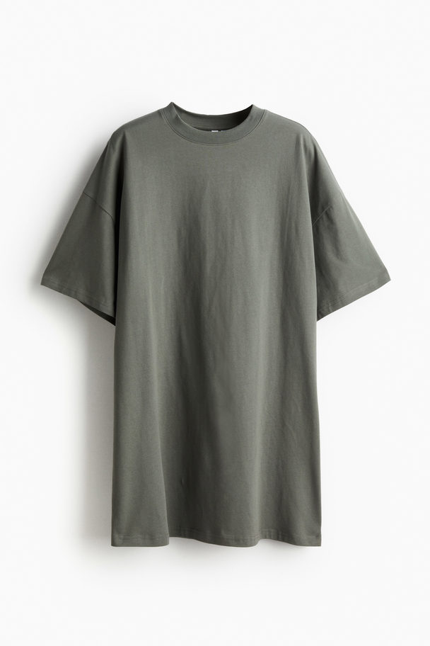 H&M Oversized T-Shirt-Kleid Khakigrün