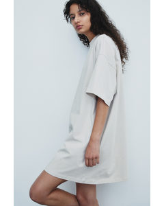 Oversized T-Shirt-Kleid Hellbeige