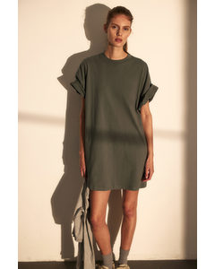 Oversized T-Shirt-Kleid Khakigrün