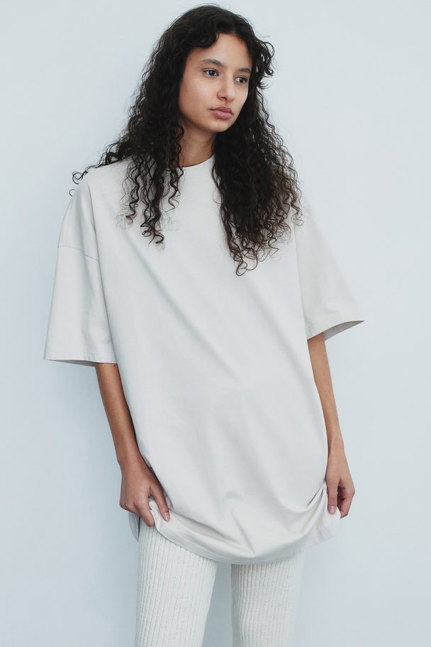 H&M Oversized T-Shirt-Kleid Hellbeige