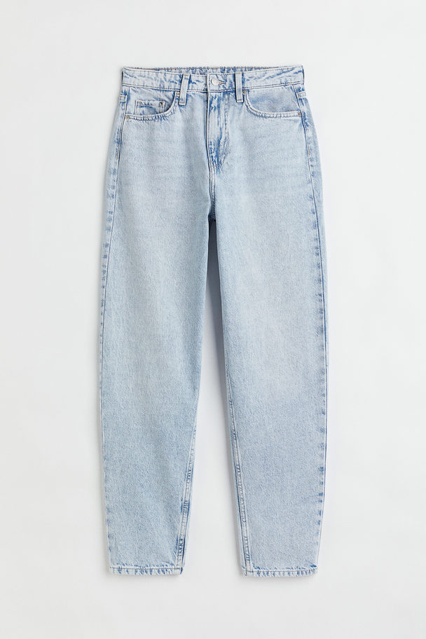 H&M Mom Loose Fit Ultra High Jeans Lys Denimblå
