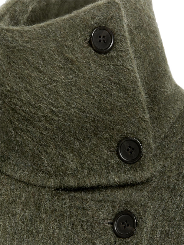 ARKET Flauschige Jacke aus Wollmix Dunkelgrün