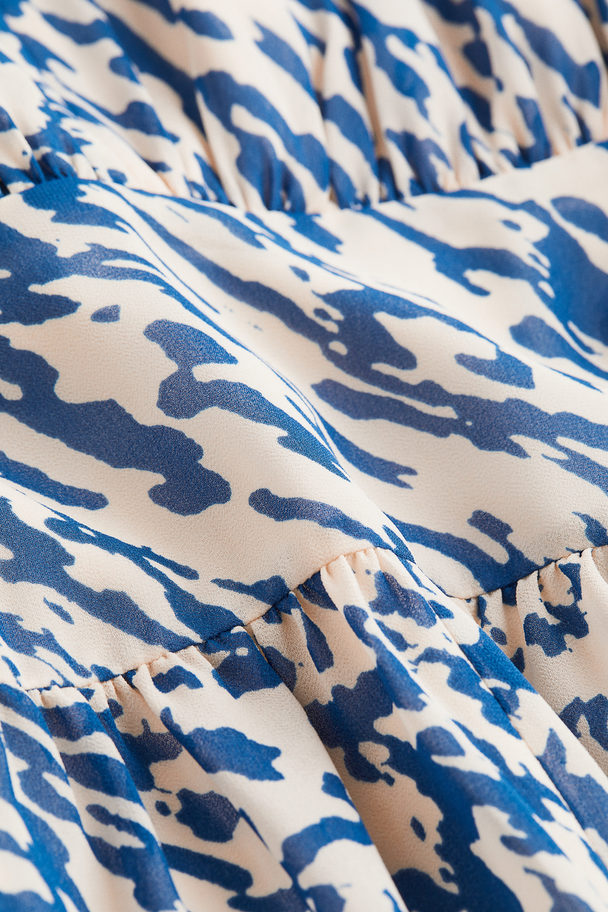 H&M Gathered Chiffon Dress Blue/patterned