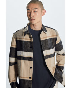 Relaxed-fit Brushed-cotton Check Overshirt Brown / Check