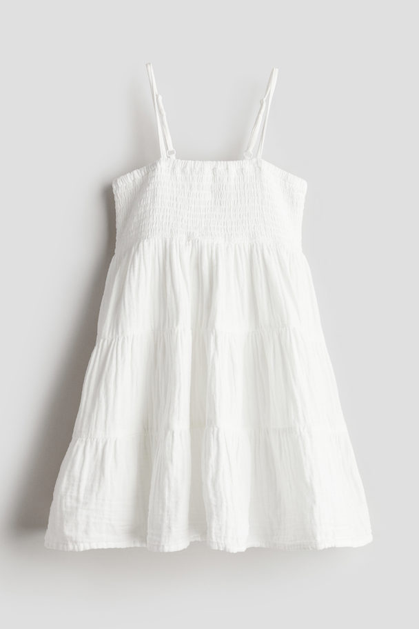 H&M Tiered Muslin Dress White