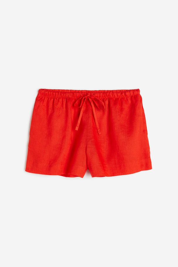 H&M Linen Shorts Bright Orange