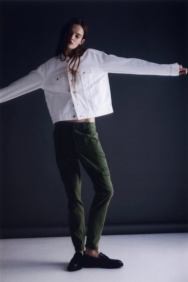 H&M Lyocell-blend Cargo Trousers Khaki Green