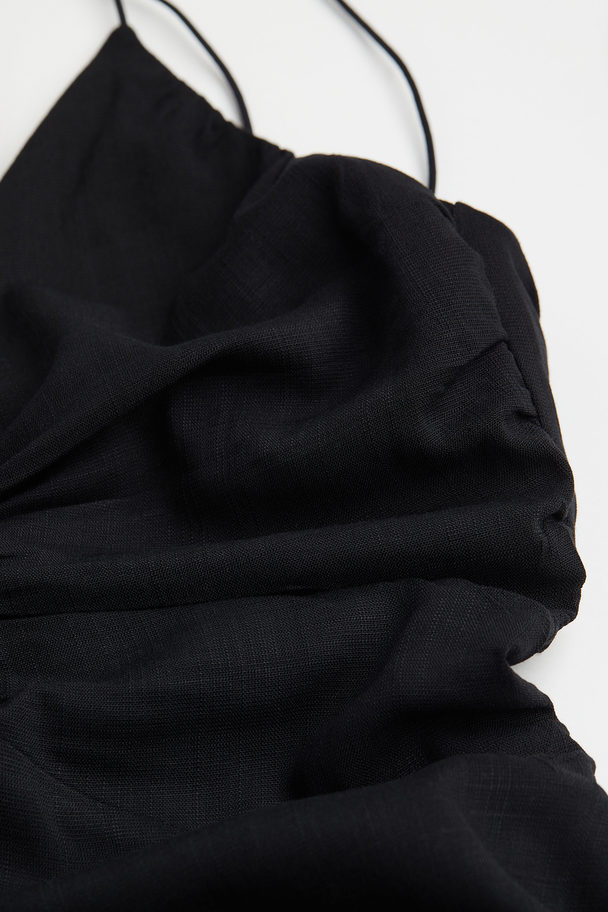 H&M V-neck Keyhole-detail Dress Black