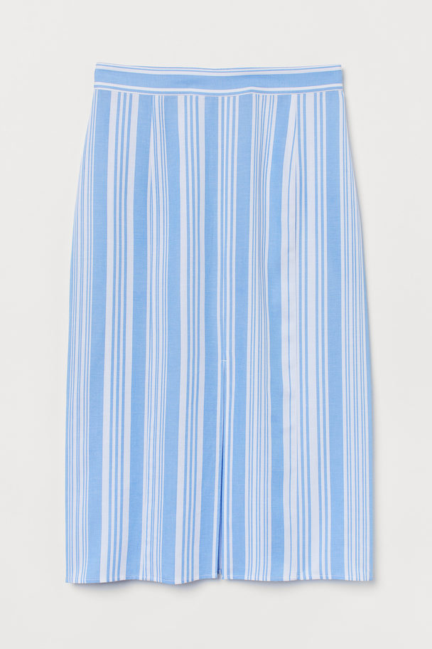 H&M Lyocell-blend Skirt Light Blue/white Striped