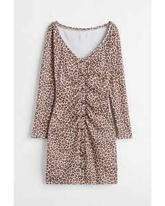Button-front Dress Light Beige/leopard Print