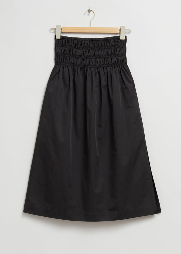& Other Stories Elasticated High-waist Midi Skirt Black
