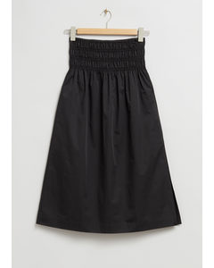 Elasticated High-waist Midi Skirt Black
