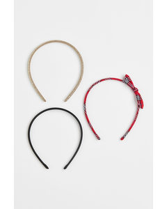 3-pack Alice Bands Red/gold-coloured