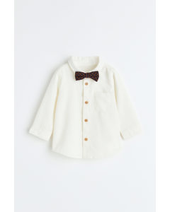 Shirt And Bow Tie Natural White/checked