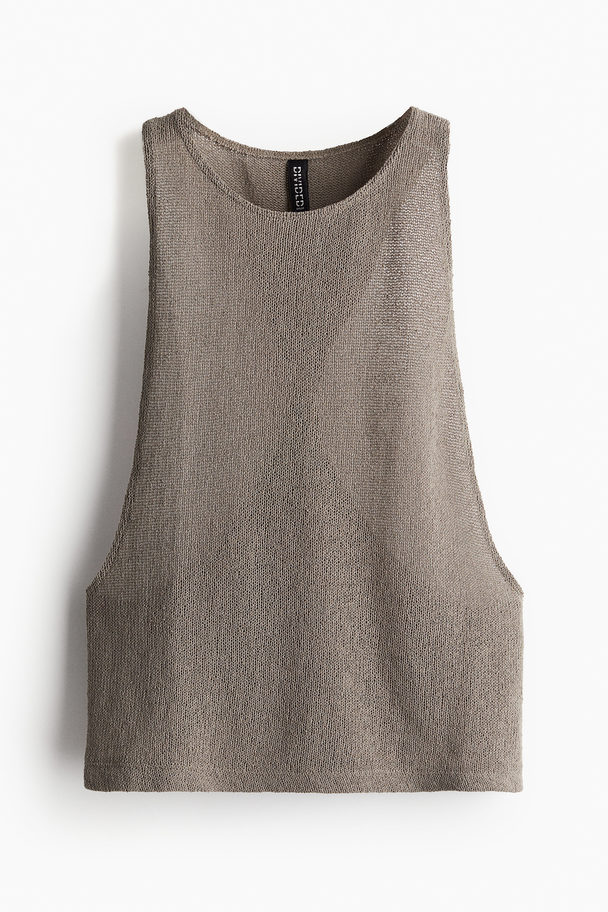 H&M Twist-detail Knitted Vest Top Greige