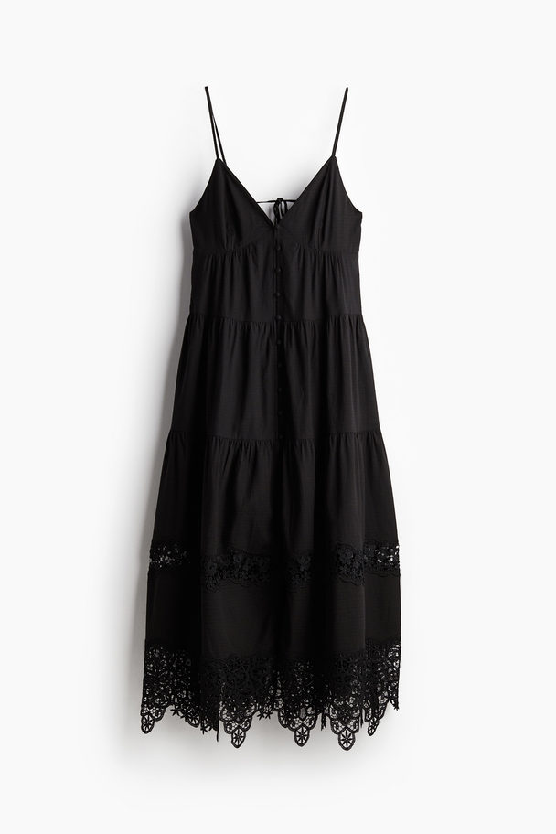 H&M Trägerkleid mit Spitzenborten Schwarz