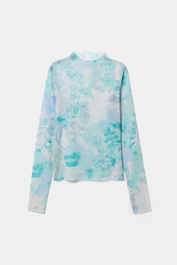 Weekday Line Printed Long Sleeve Turquoise Light Floral