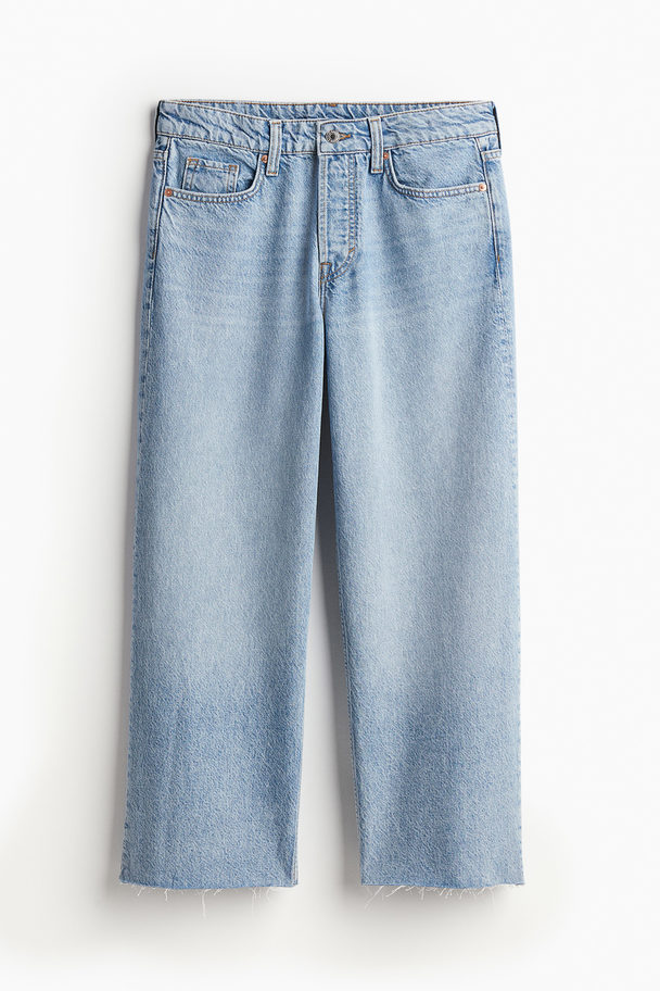 H&M Baggy Wide Low Ankle Jeans Licht Denimblauw
