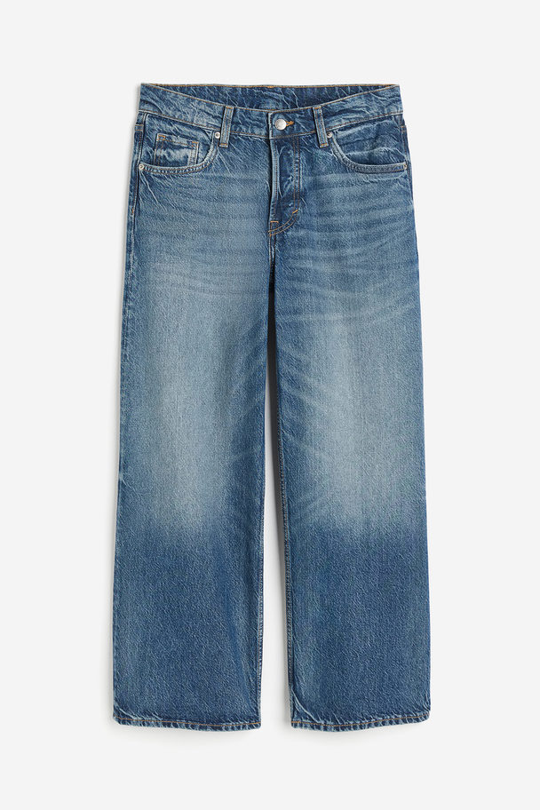 H&M Baggy Wide Low Ankle Jeans Denimblau