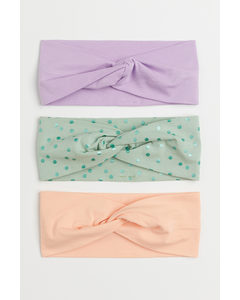 3-pack Hairbands Green/light Purple/coral