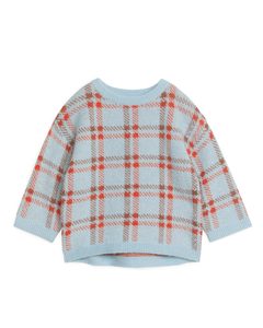 Oversize-tröja I Alpackablandning Mintgrön/röd