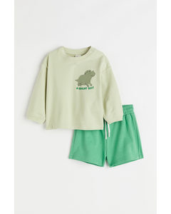 2-piece Sweatshirt Set Pistachio Green/a Great Day