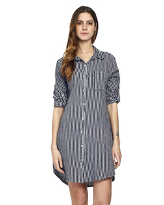 Pure Linen Striped Shirt Dress