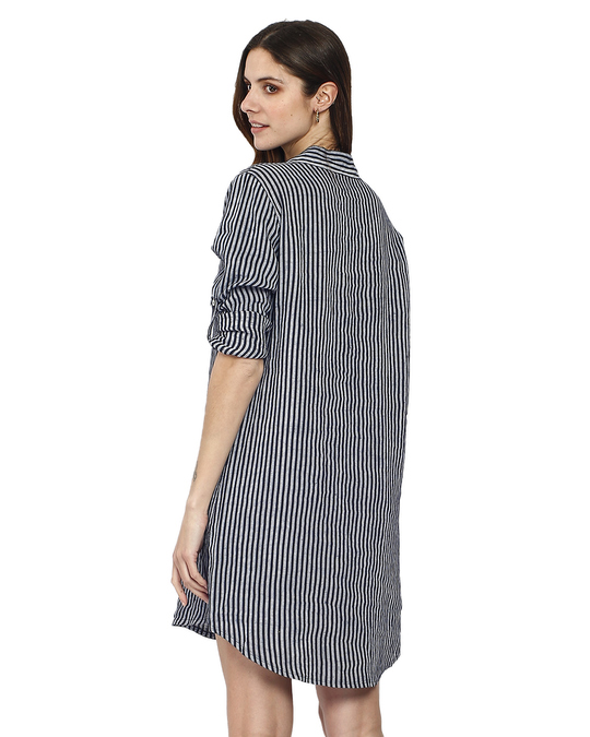 Le Jardin du Lin Pure Linen Striped Shirt Dress