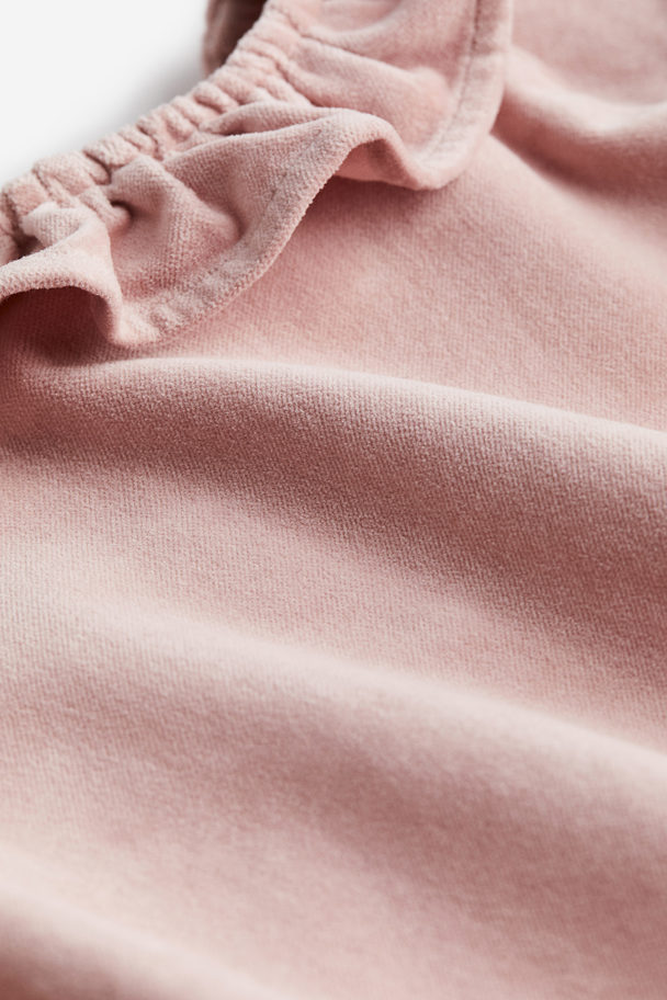 H&M Cotton Velvet Dress Dusty Pink