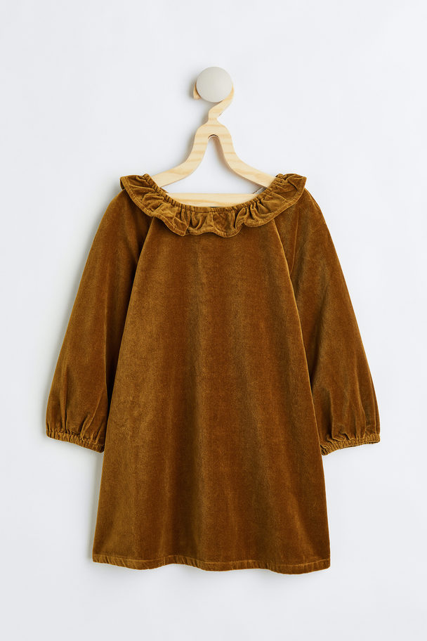 H&M Kleid aus Baumwollsamt Safran