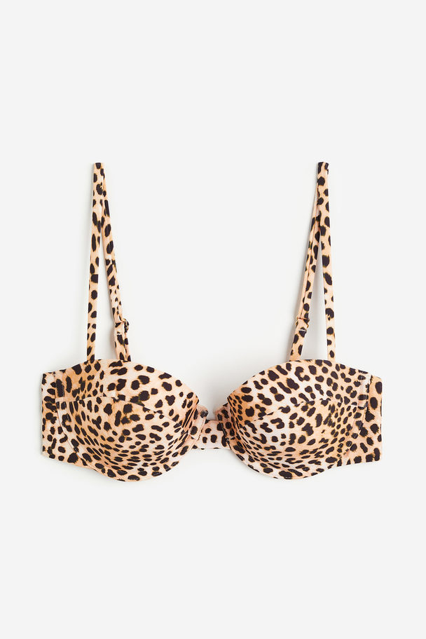 H&M Balconette-Bikinitop Hellbeige/Leopardenprint