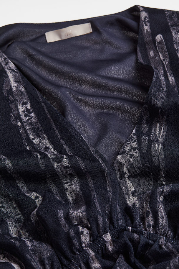 H&M Gathered Dress Black/patterned