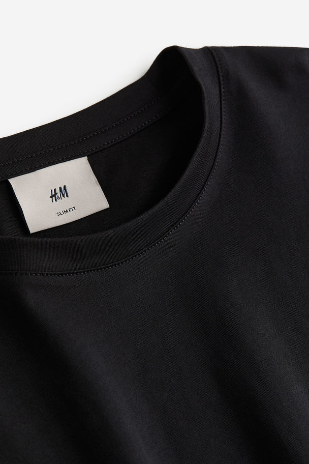 H&M T-shirt Van Pimakatoen - Regular Fit Zwart