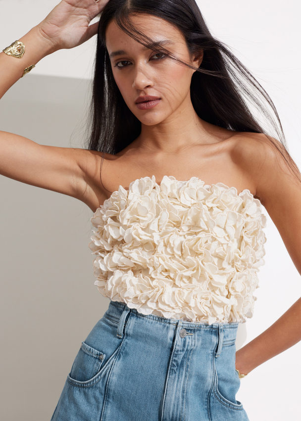 & Other Stories Floral-appliqué Bustier Top Cream