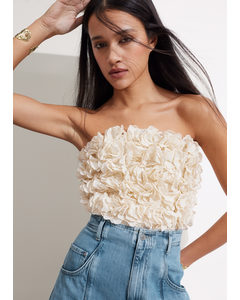 Floral-appliqué Bustier Top Cream