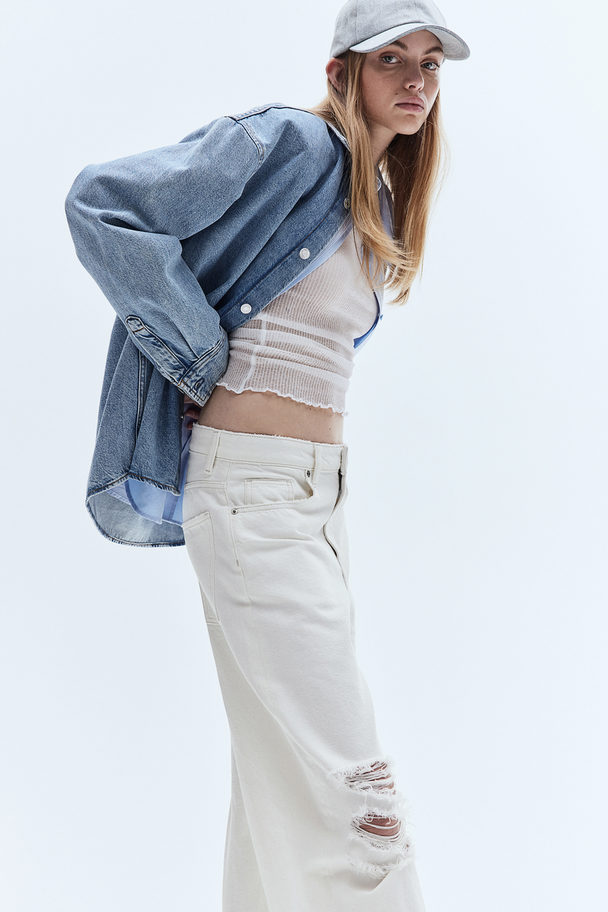H&M Wide Regular Jeans Cremefarben