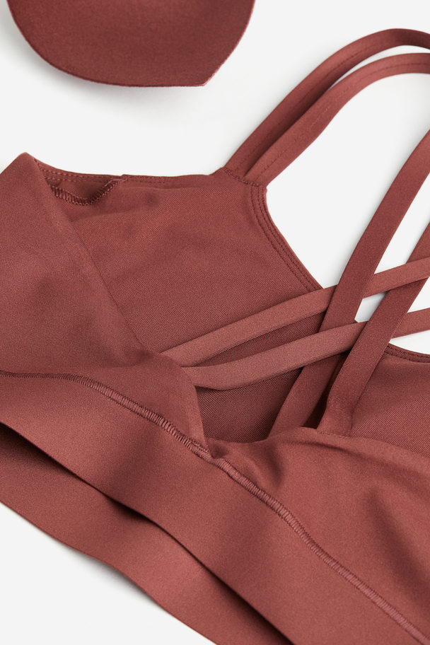 H&M Softmove™ Light Support Sports Bra Rust Brown