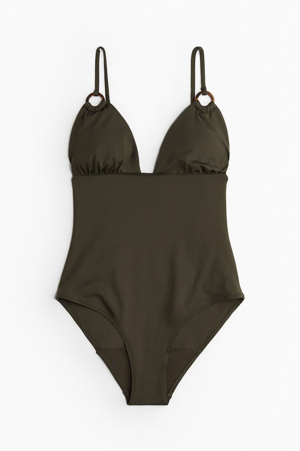 H&M Badpak Met Padded Cups Donker Kakigroen