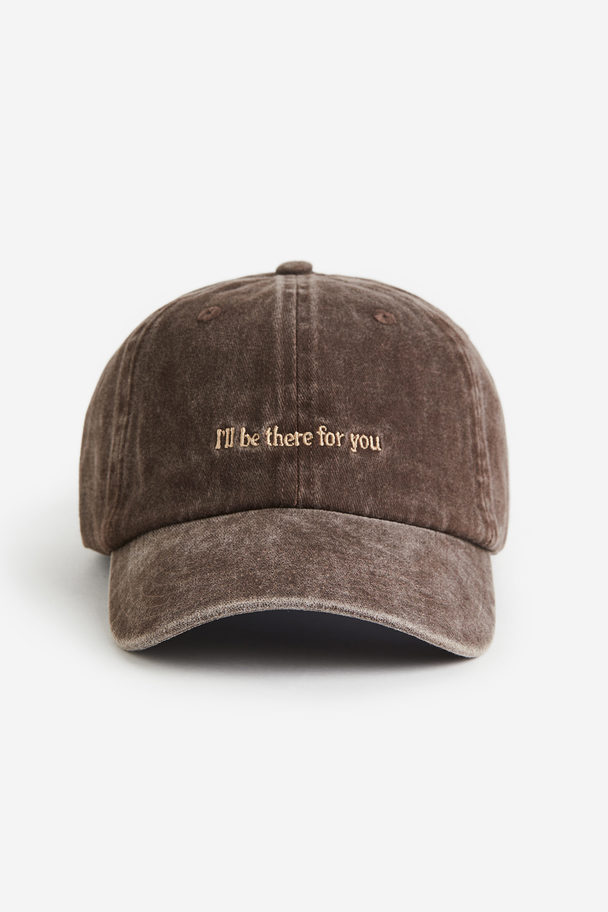 H&M Baumwollcap mit Stickerei Braun/I'll Be There for You