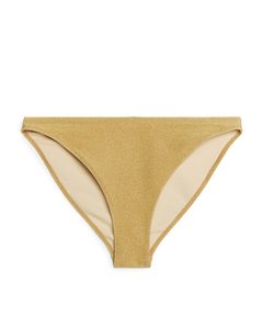 Mid Waist Glittery Bikini Bottom Gold