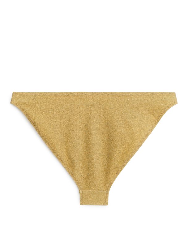 ARKET Mid Waist Glittery Bikini Bottom Gold