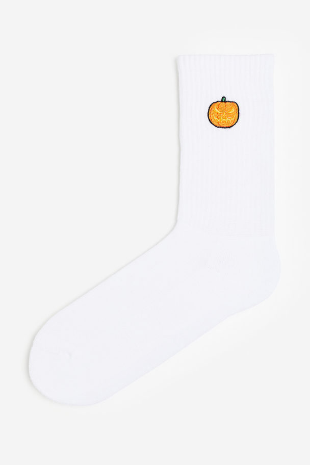 H&M Socks White/pumpkin