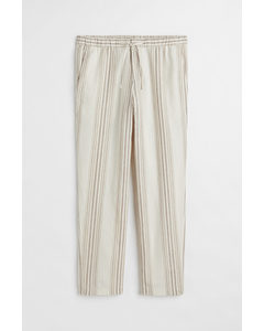 Regular Fit Linen-mix Trousers Light Beige/striped