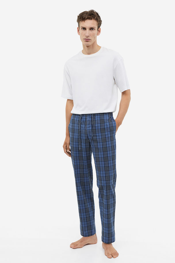 H&M Pyjamahose Regular Fit Blau/Kariert