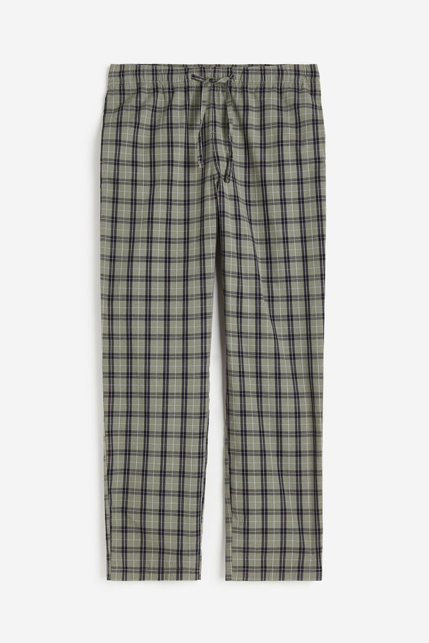 H&M Pyjamabroek - Regular Fit Licht Kakigroen/geruit