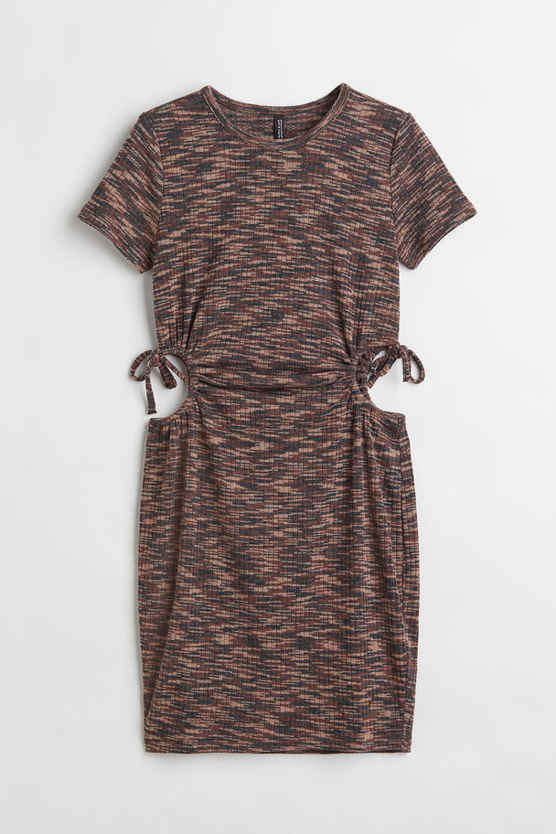 H&M Kleid mit Cut-outs Braunmeliert