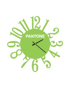 Homemania Pantone Clock Loop - Väggdekoration, Rund - Vardagsrum, Kök, Kontor - Grön, Vit Metall, 40 X 0,15 X 40 Cm