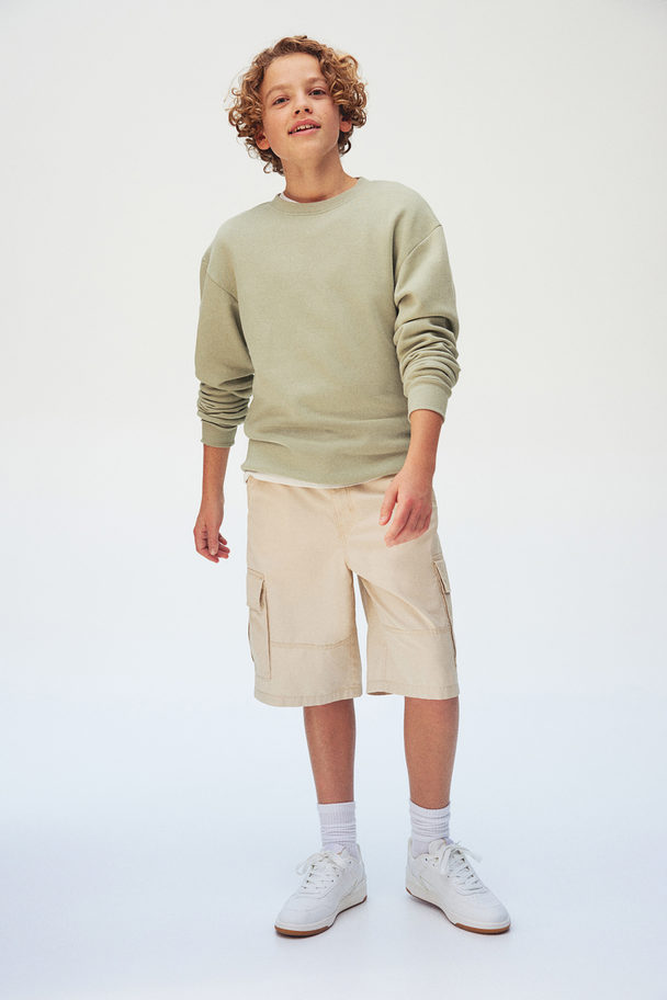 H&M Cotton Cargo Shorts Light Beige