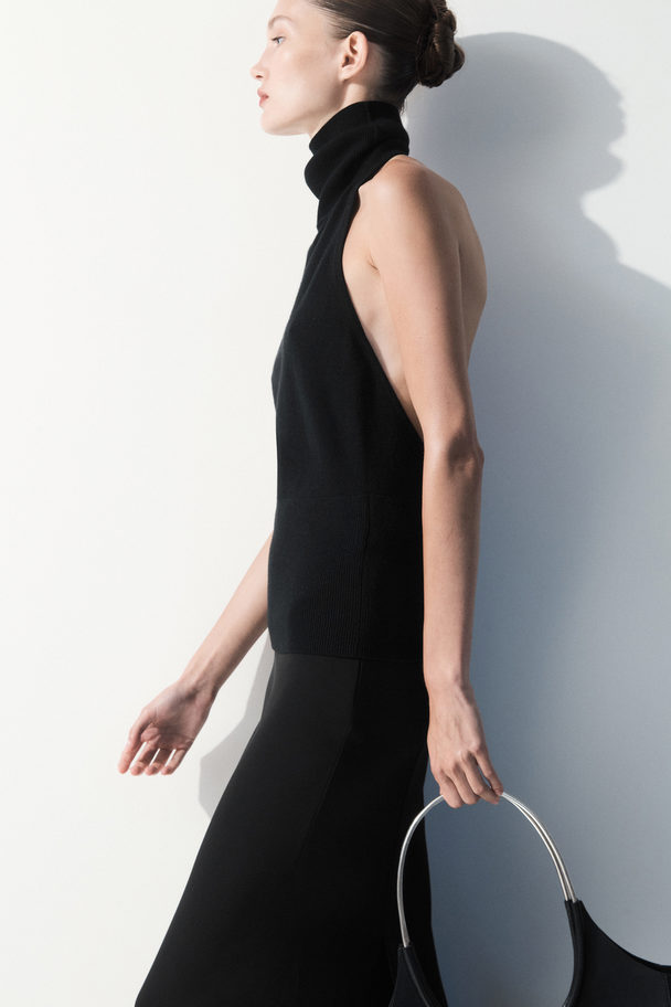 COS The Backless Cashmere Top Black